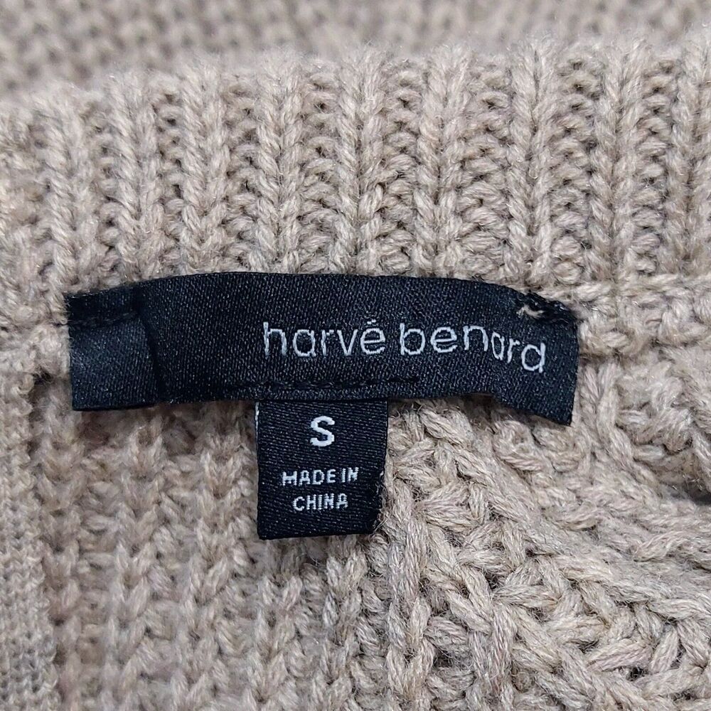 Harve Benard Women's Small Zip Back Sweater Tan Cotton Blend Crewneck Pullover - Picture 6 of 11